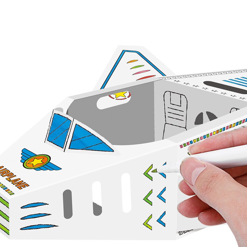 Wearable DIY Graffiti Airplane Model Toy Large Cardboard Painting Children's Early Education Educational Toy