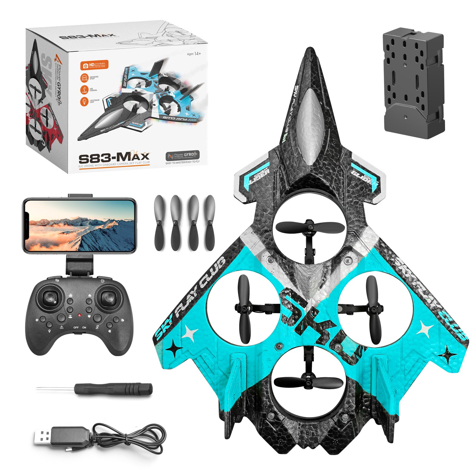 NEW S83 Control HD aerial photography UAV four axis aircraft foam EPP fixed wing aircraft stunt combat glider