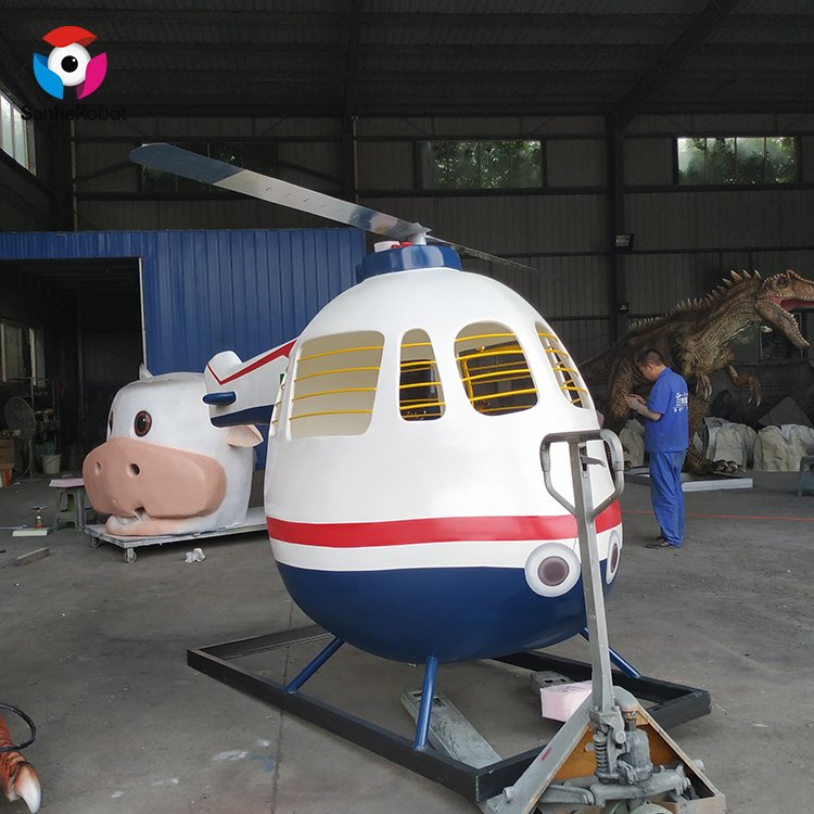 Amusement Park Products Fiberglass Plane Helicopter Model For Kiddie Playground