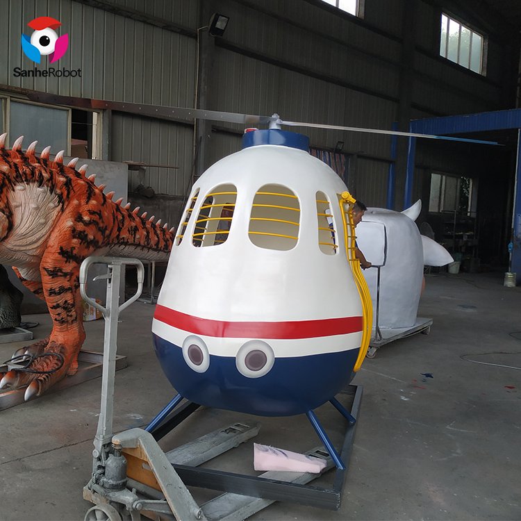 Amusement Park Products Fiberglass Plane Helicopter Model For Kiddie Playground