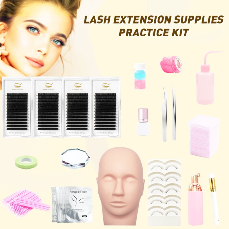 Kit De Pestanas Profesional Beginner Training Eyelash Extensions Kit Professional Makeup Sets Cluster Diy Eyelash Extension Kit