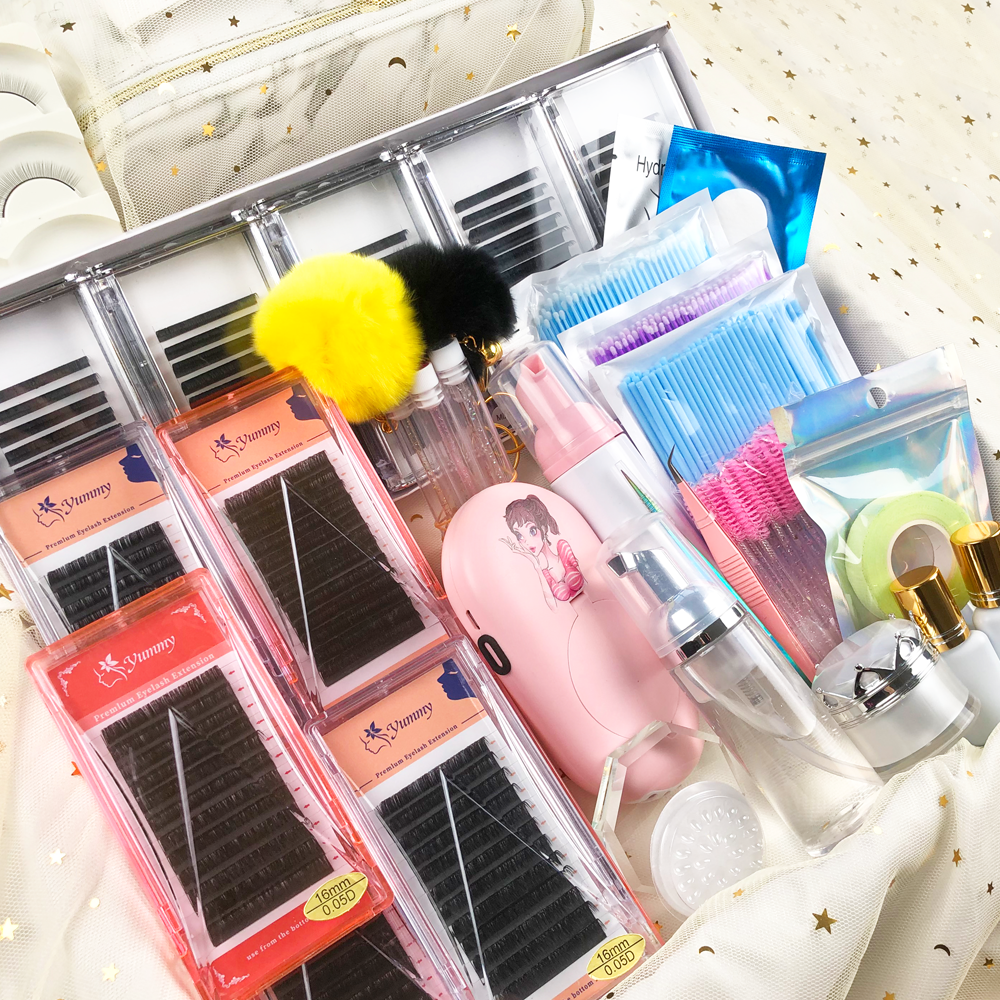 Kit De Pestanas Profesional Beginner Training Eyelash Extensions Kit Professional Makeup Sets Cluster Diy Eyelash Extension Kit