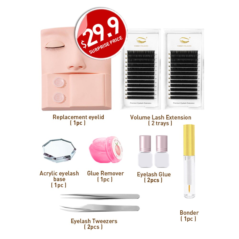 Kit De Pestanas Profesional Beginner Training Eyelash Extensions Kit Professional Makeup Sets Cluster Diy Eyelash Extension Kit