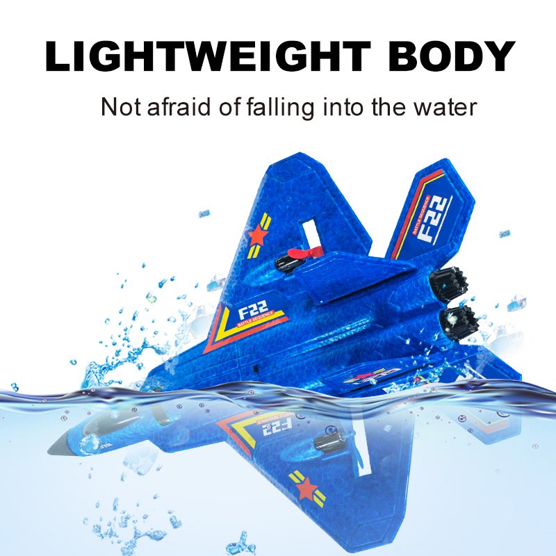 An f22 remote-controlled aircraft with three flight modes of land, sea and air, and an aircraft toy that can glide in the water