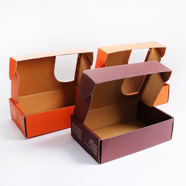 Custom corrugated gift folding box open transparent window factory eco shipping paper mail box packaging with logo