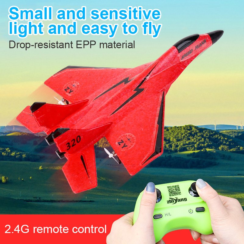 2.4G Hand Throwing Foam Airplane Model ZY-320 RC Glider Drone Outdoor Remote Control Jet Fighter Plane For Adults