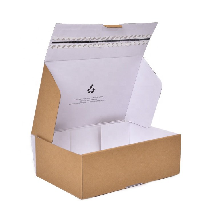 Custom Logo Mailbox Brown Recyclable Self Seal Tear Postal Mailer Packaging Box Corrugated Paper Shipping Boxes for Shoes