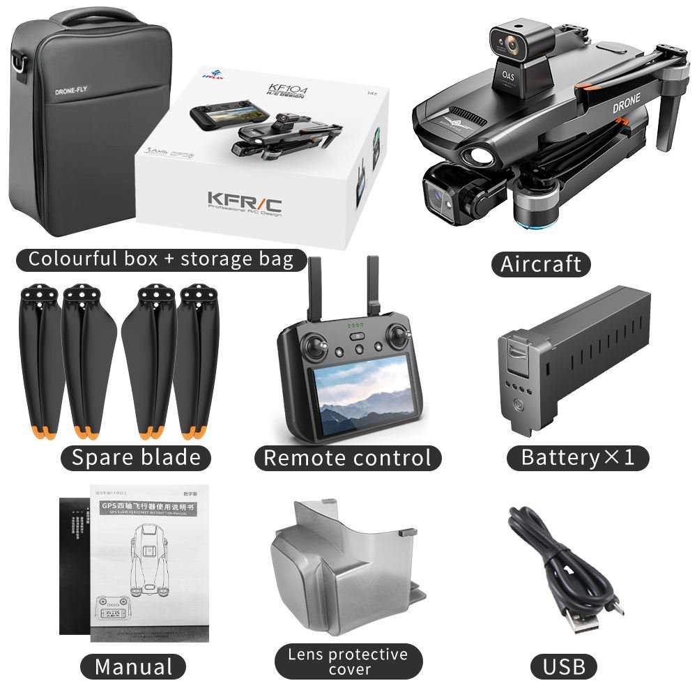 KF104 MAX2 8K Drone 3-Axis Gimbal Camera Obstacle Avoidance 5G GPS Quadcopter with Screen Remote control KF104 MAX2 drones