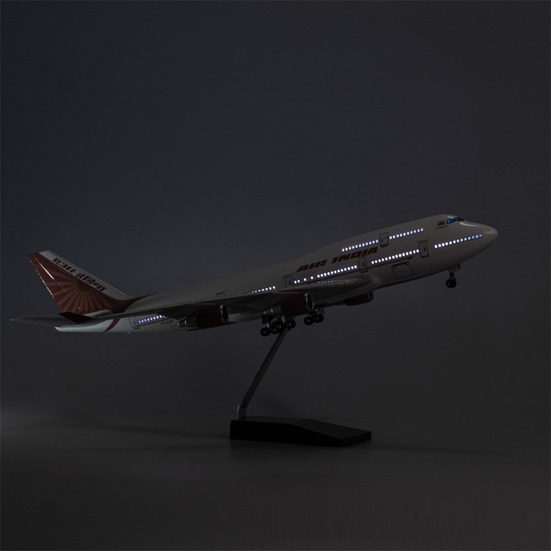 India B747 LED aircraft model voice control passenger aircraft model 1:150 passenger aircraft simulation model 47cm