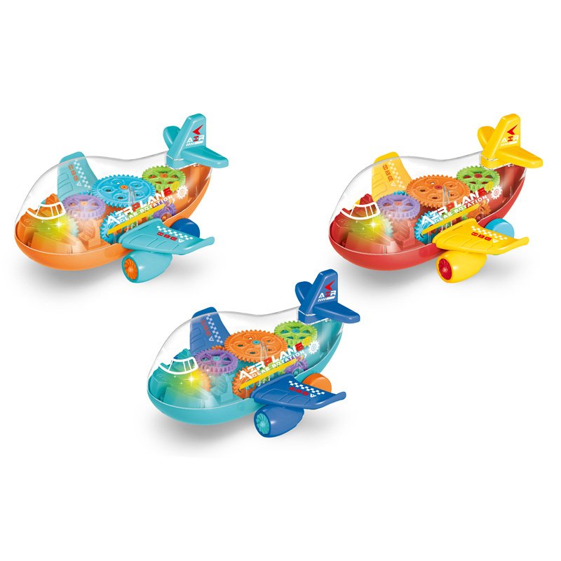 Hot Sale Transparent Gear Mini Airplane With Light Inertial aircraft Children's Toy