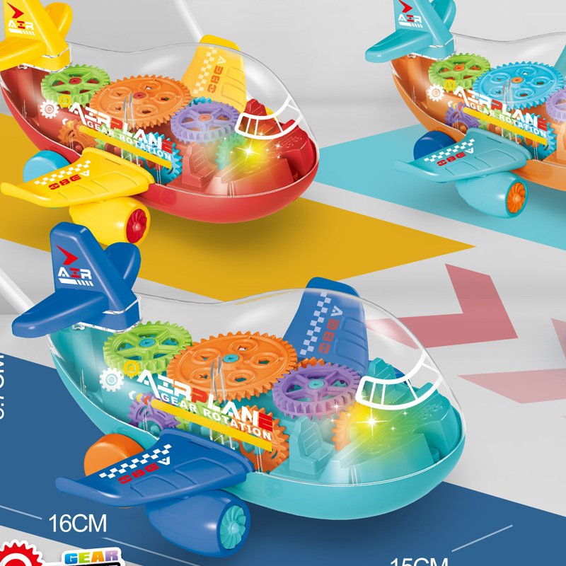 Hot Sale Transparent Gear Mini Airplane With Light Inertial aircraft Children's Toy