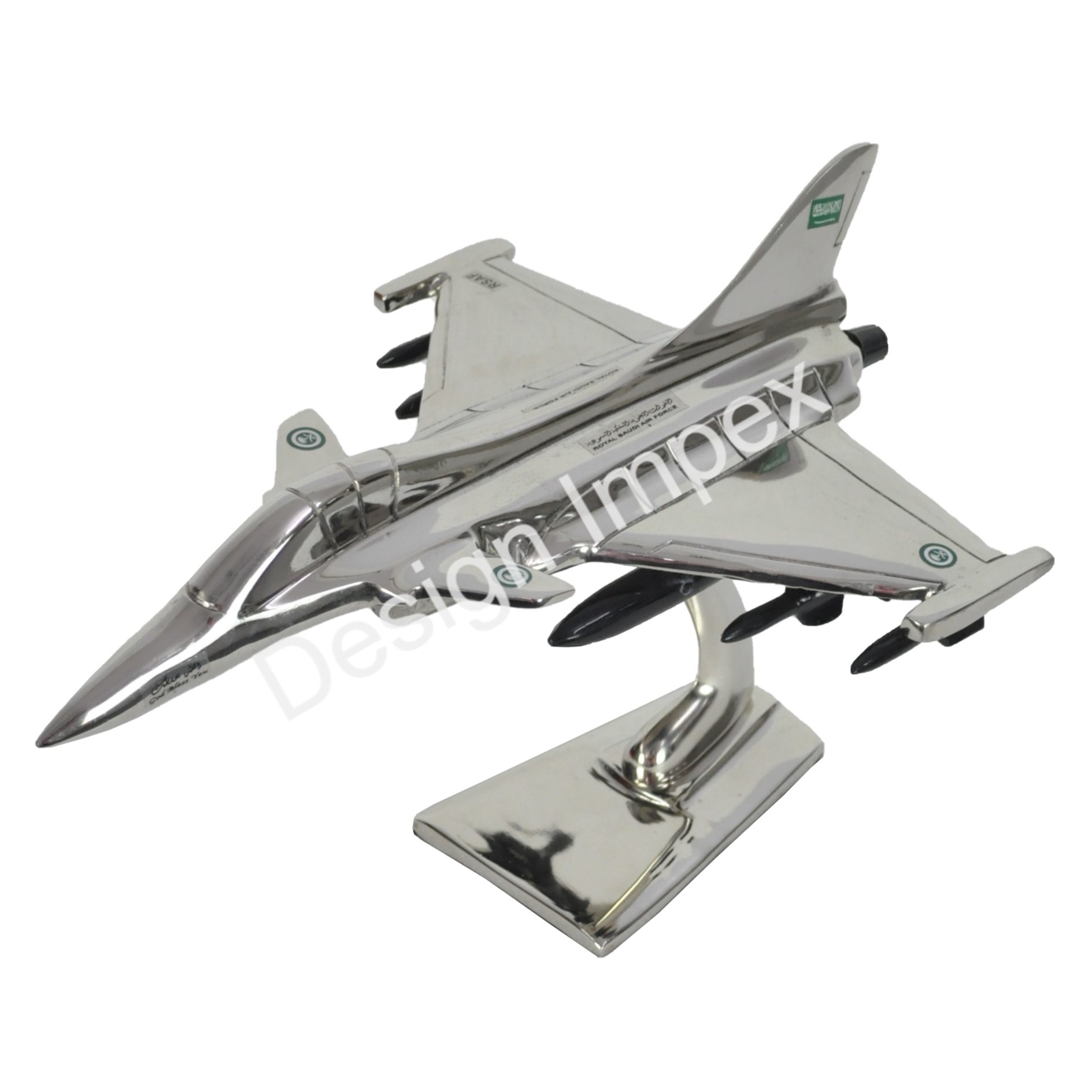 Chinook Royal Saudi Airforce Helicopter Nickle 14'' Inch With Black Blades Heavy Aluminium With Stand And Base