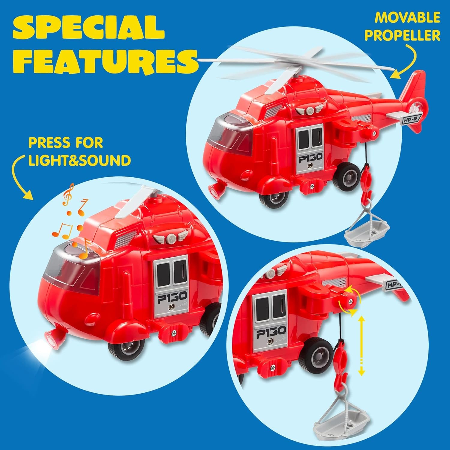 Toddler Truck Toys Fire Engine Emergency Vehicle Kids Firetruck Friction Powered Car Birthday Gifts for Boys Girls Age 3-9