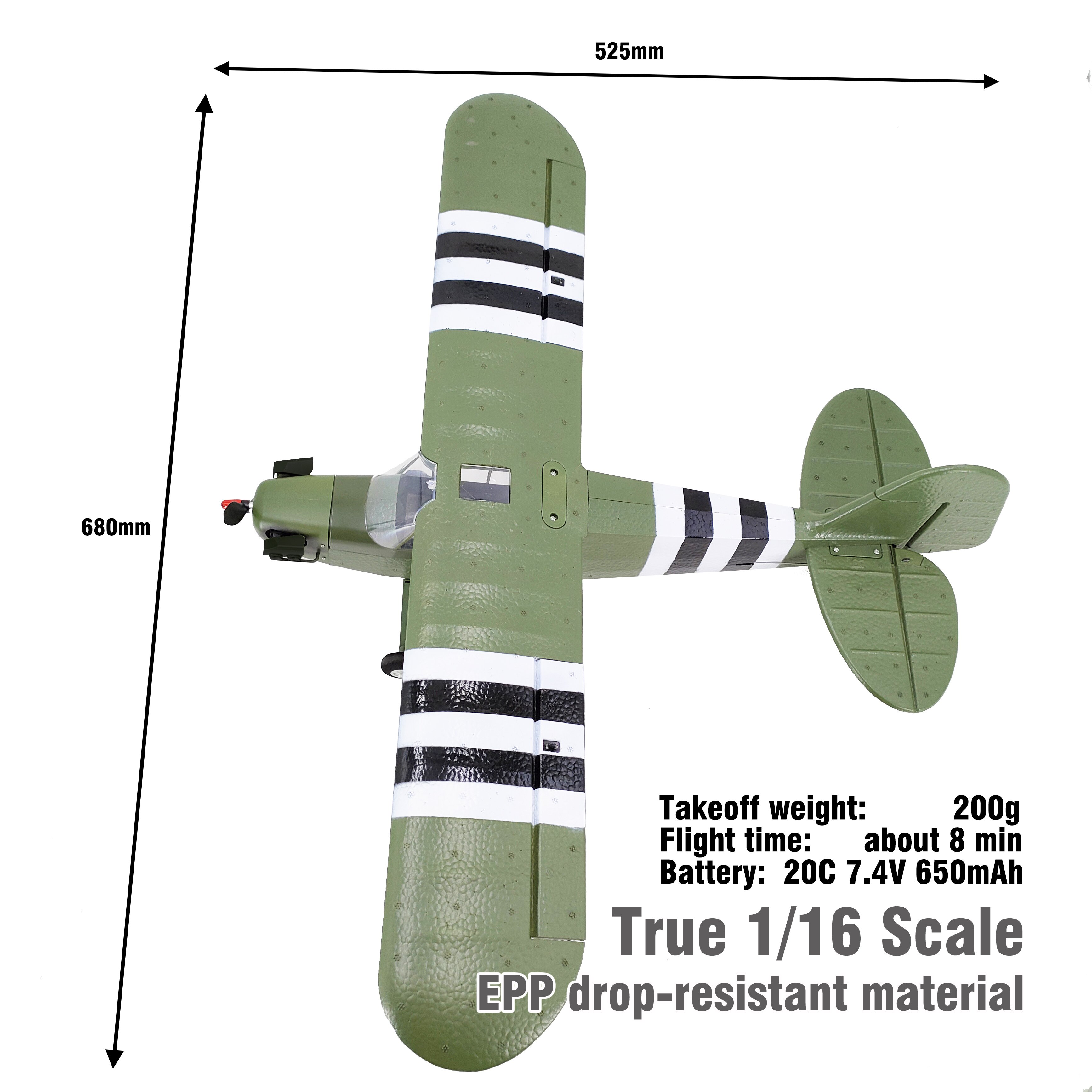FX9703 RC Airplane 4CH 6-Axis 3D Fixed-wing Aircraft Model 1/16 World War 2 Aircraft Model J3 Brushless RC Helicopter