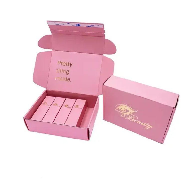 Packaging Pink Corrugated Paper Shipping Boxes Custom Printed Packaging Mailer Box With Logo