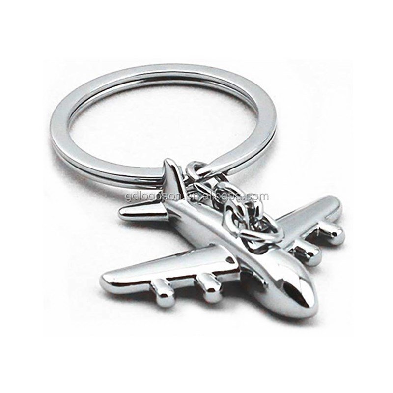 Wholesale Promotional aircraft Plane Keychain Custom Metal 3D Keyring Airplane