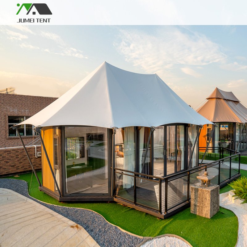 Luxury Glamping Hotel Safari Lodge Tent with Furniture Permanent Structure Glamping Hotel Tent