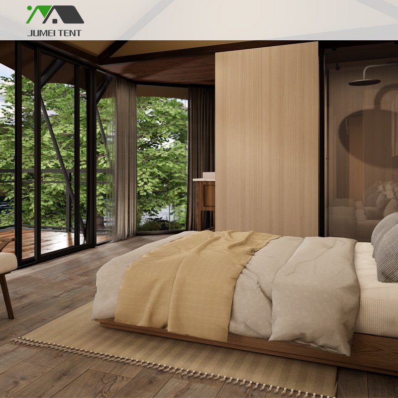 Luxury Glamping Hotel Safari Lodge Tent with Furniture Permanent Structure Glamping Hotel Tent