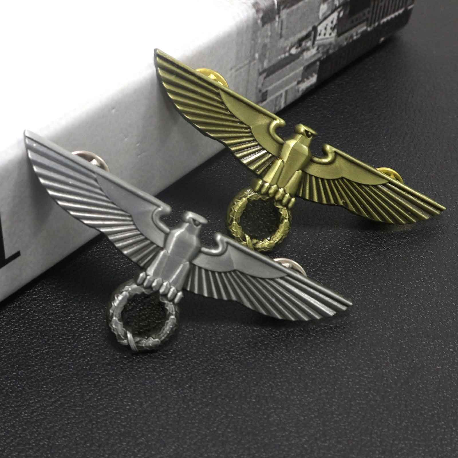 Custom Logo Metal 3D Shiny Gold Airplane Aviator Soft Enamel Aircraft Flight Eagle Pilot Wings Lapel Pin Badge For Uniform