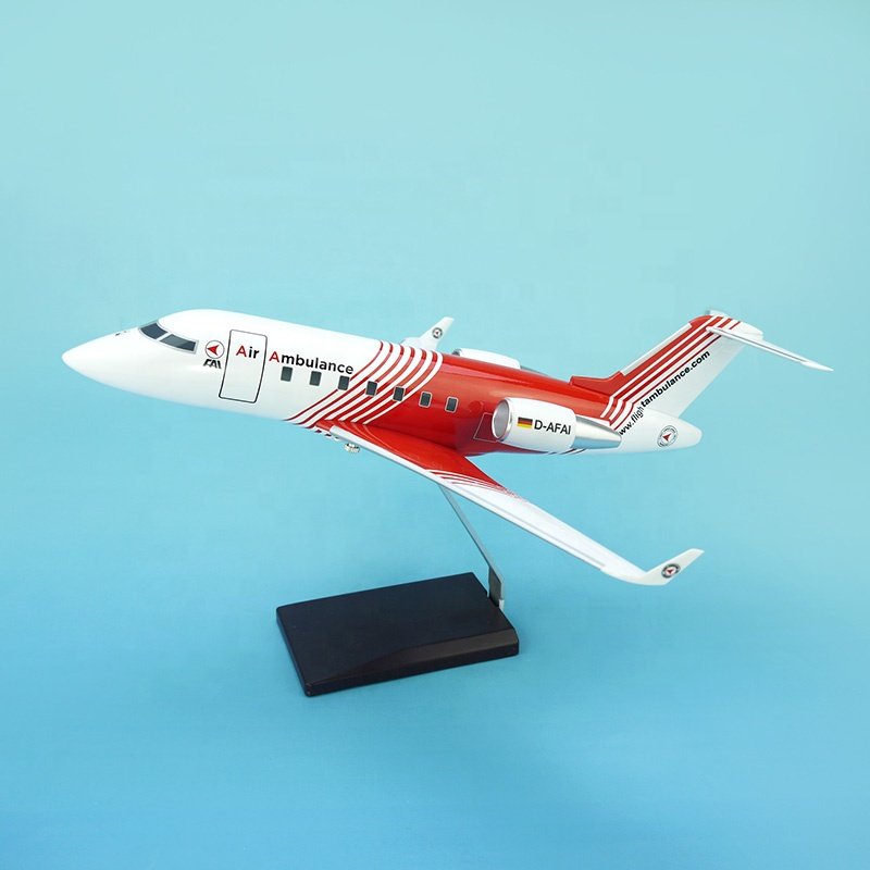 Customized Challenger 604 1/58 36cm Resin Private Aircraft Model with Air Ambulance Livery