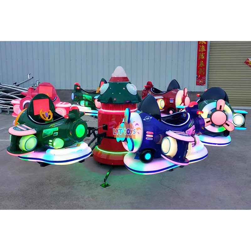 6 Seat Aircraft Spaceship Backyard Mini Carousel Kiddie Ride On Plane Merry Go Round For Sale