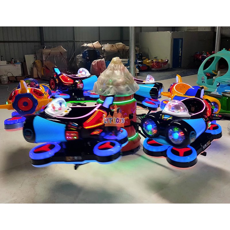 6 Seat Aircraft Spaceship Backyard Mini Carousel Kiddie Ride On Plane Merry Go Round For Sale