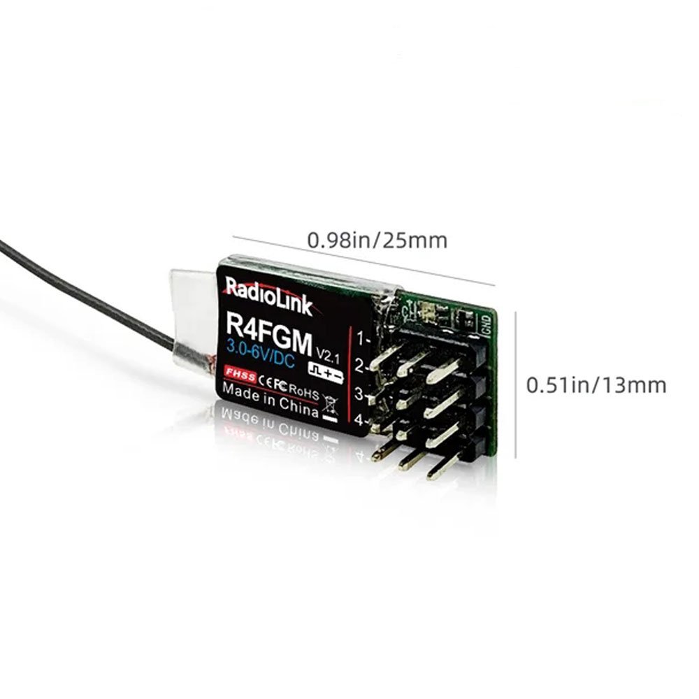 Radiolink R4FGM Mini 4-Channel Receiver Gyro RC Pocket Drift Cars Compatible RC4GS RC6GS T8S T8FB Drones Accessories