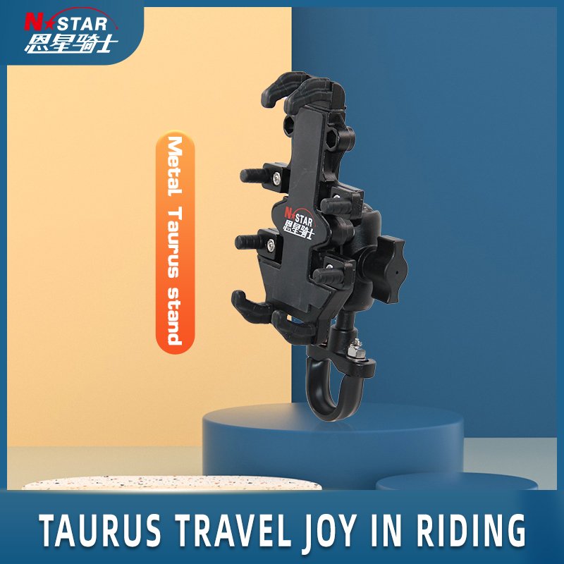 Taurus Cycling & Motorcycle Phone Holder Aluminum Alloy N-Star High Performance Outdoor Manual Clip Portable Rubber Material