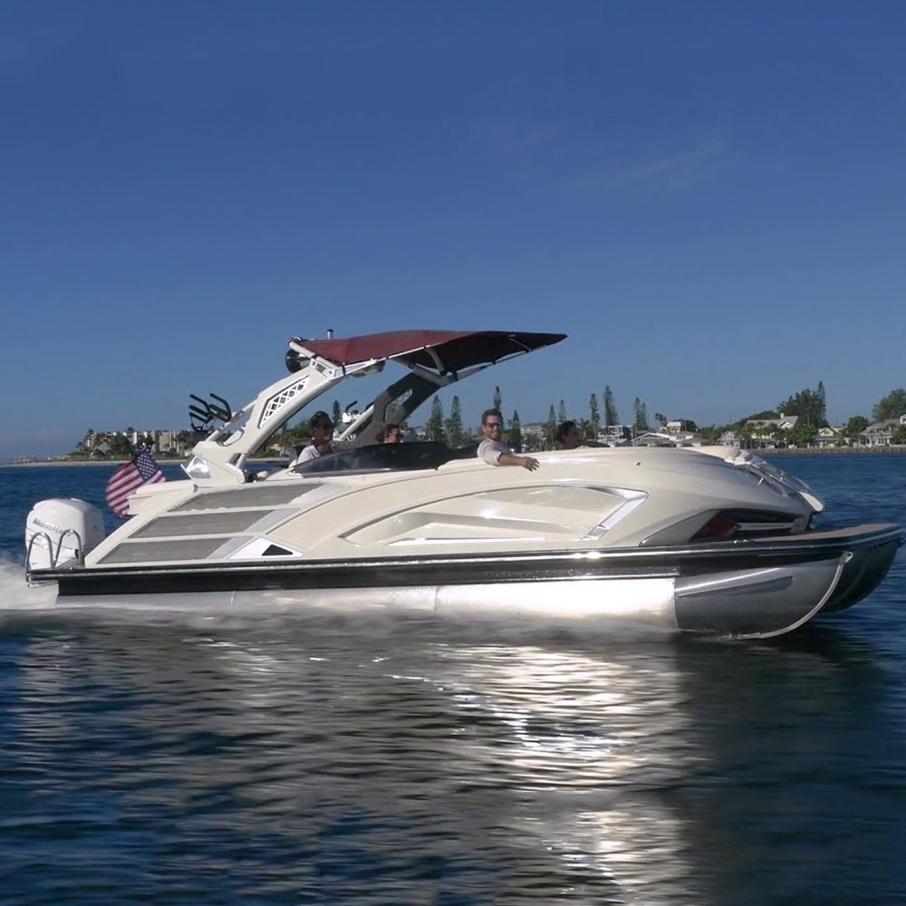 Luxury Tritoon RC Pontoon Boat 19ft-27ft Fiberglass Fishing Boat Party Sport Yacht Aluminum Hull Outboard Engine CE