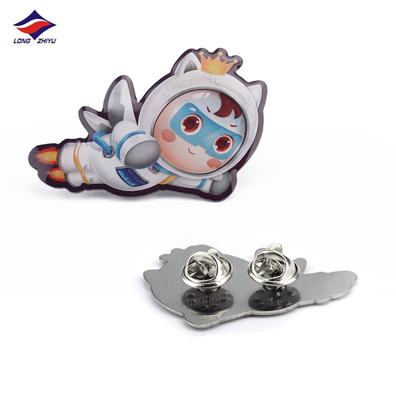 Longzhiyu Custom Printed Epoxy Dome Pins Factory Wholesale Airplane Wing Lapel Pins Metal