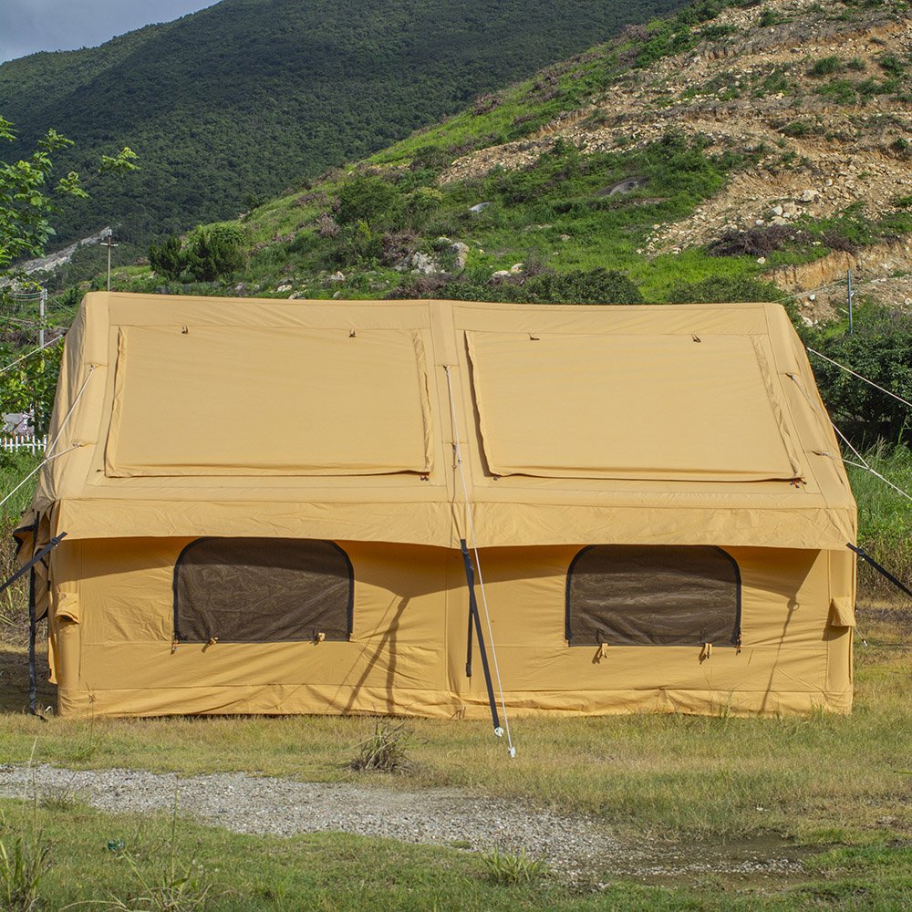 Large Air Inflatable Camping Tent House 8 Person Outdoor Tents Camping Waterproof Easy Setup Canvas Hot Tent with Stove Jack