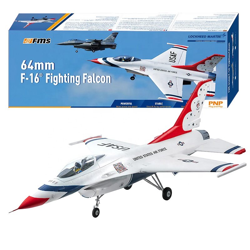 New FMS Hobby Airplane Remote Control RC Jet Fighter EPO 6CH 2.4G EDF 64mm F16 Fighting Falcon Brushless Motor 40A ESC PNP