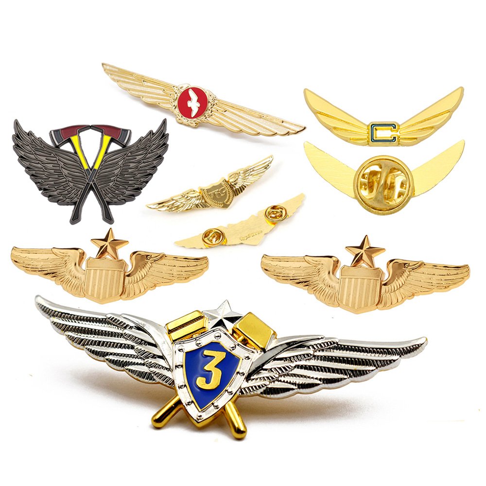 Custom Logo Metal 3d Die Cast Casting aircraft Lapel Pin Badge Zinc Alloy Enamel Saudi Emirates Airlines Aviation Wing Pin