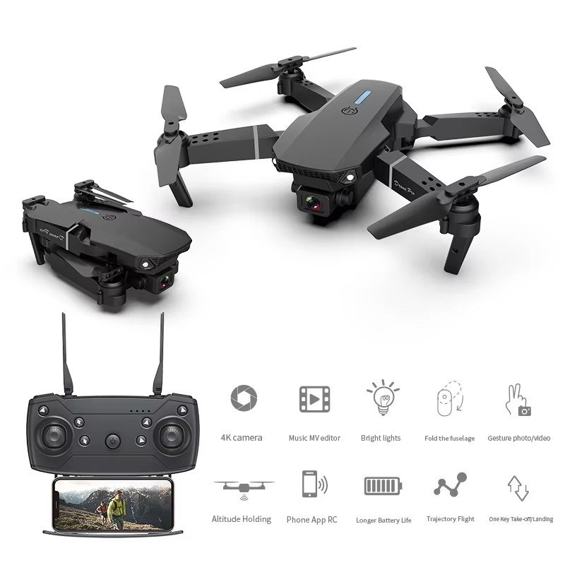 Hot Selling Drone E88 Pro Hd 4k Dual Camera Remote Control Toy Mini Drone Brushless Machine 2.4GHz Wifi 3D RC Drone Foldable