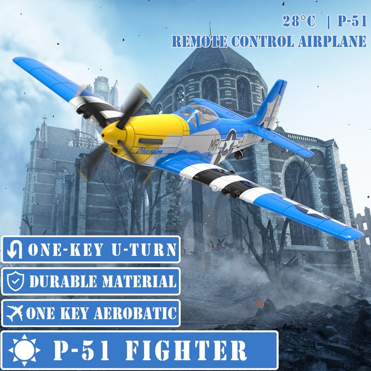 RC Plane 4 Channel Remote Control Airplanes One Key Aerobatic P51 Radio Controlled Aircraft for Beginners