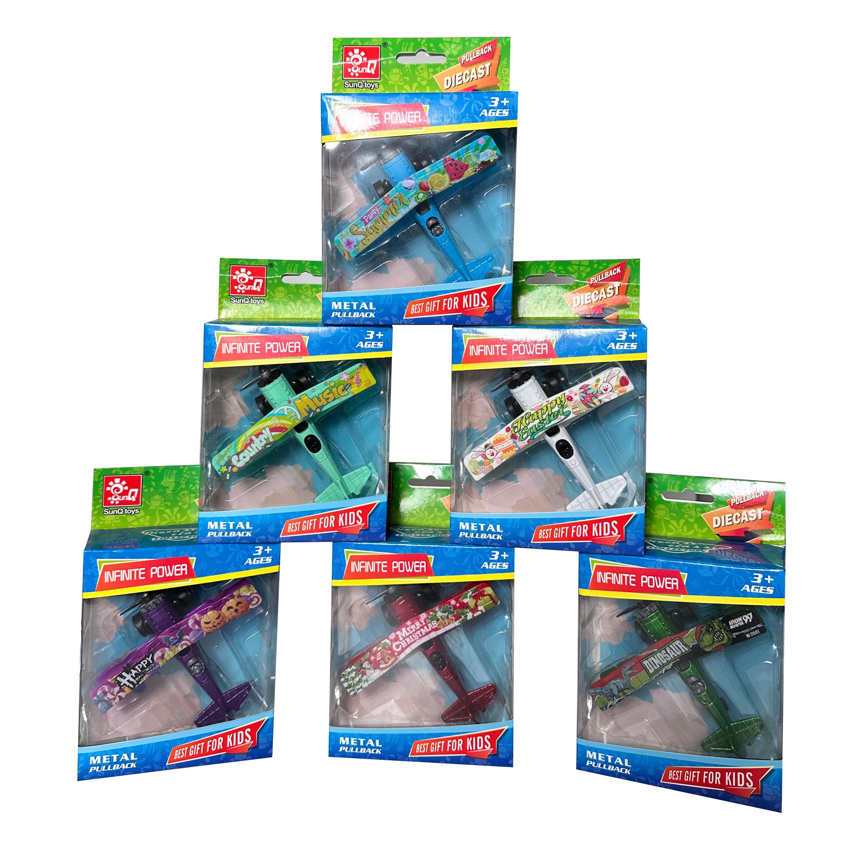 Sunq Toys Hot Selling Good Quality Pull Back Model Die-cast Aircraft Biplane Private Jet Flying Air Plane Toys For Sale