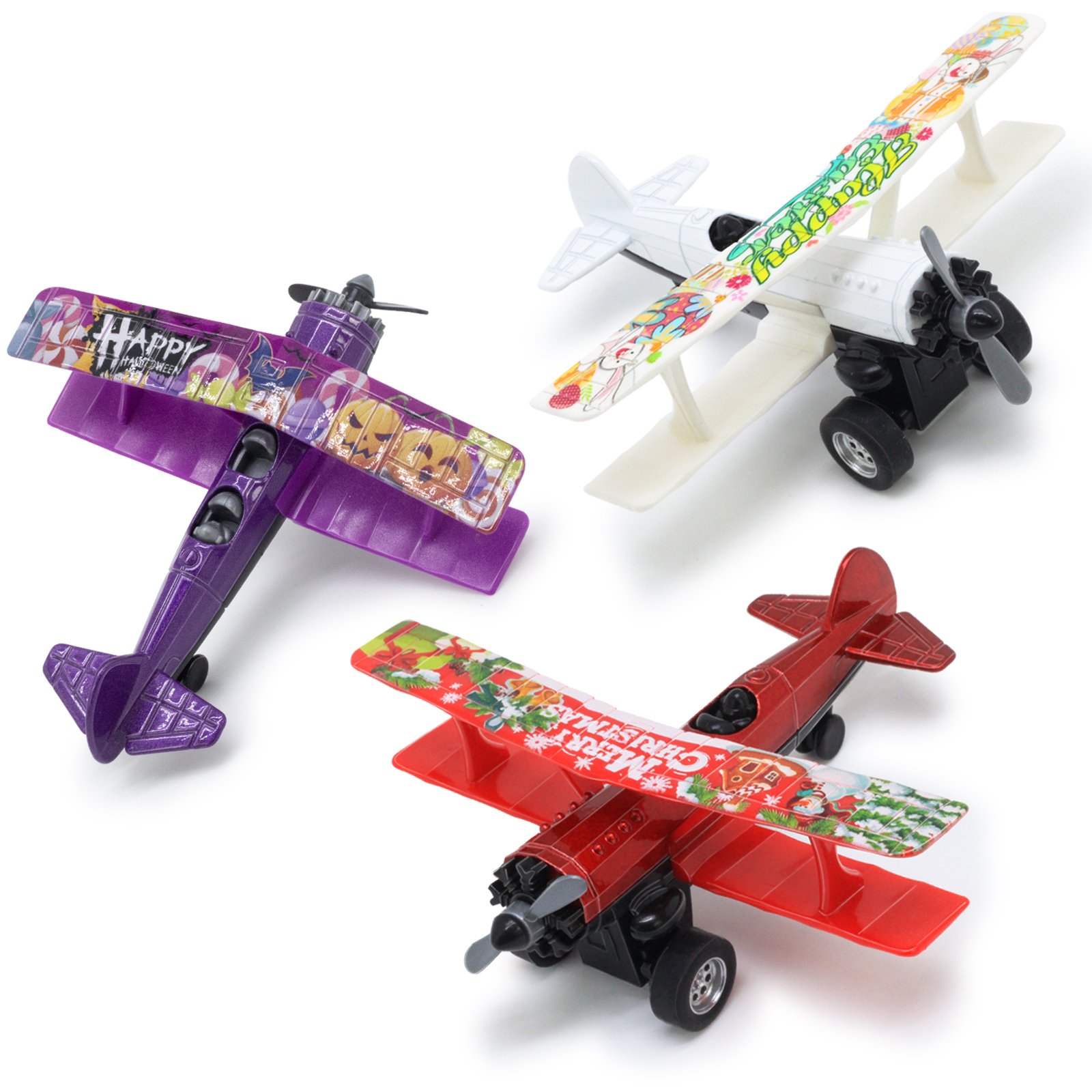 Sunq Toys Hot Selling Good Quality Pull Back Model Die-cast Aircraft Biplane Private Jet Flying Air Plane Toys For Sale