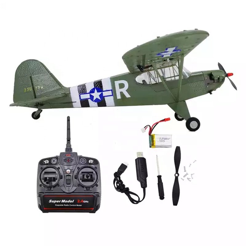 New Design FX9703 1/16 Scale Remote Control Aircraft Model J3 Brushless 4CH Six-Axis Stabilized 3D Fixed Wing Aircraft RC Glider
