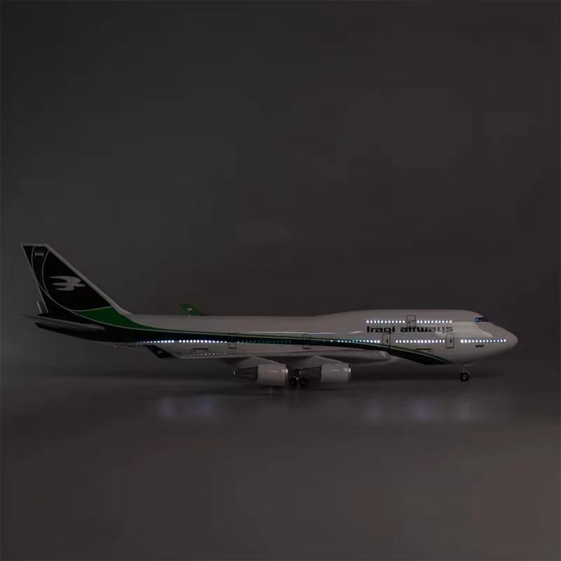 Iraq B747 LED Aircraft Model Voice Control Passenger Aircraft Model 1:150 Passenger Aircraft Simulation Model 47cm