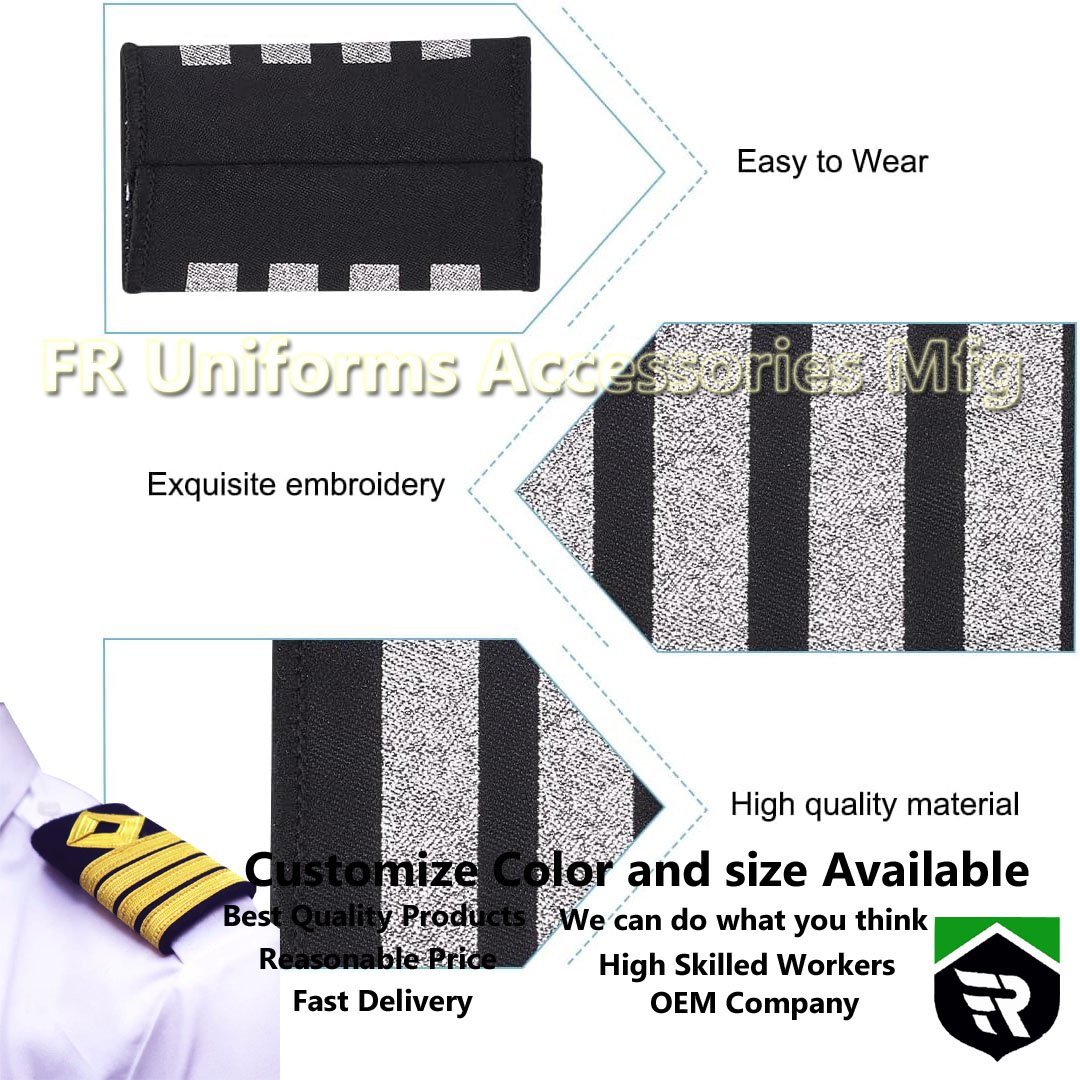 Shoulder Epaulette Professional Pilot Uniform Airlines Pilot Shoulder Boards with Silver Nylon Stripes Four Bars Epaulette