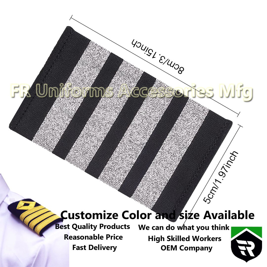 Shoulder Epaulette Professional Pilot Uniform Airlines Pilot Shoulder Boards with Silver Nylon Stripes Four Bars Epaulette