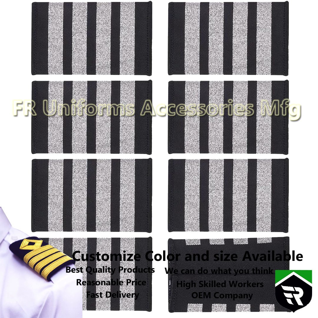 Shoulder Epaulette Professional Pilot Uniform Airlines Pilot Shoulder Boards with Silver Nylon Stripes Four Bars Epaulette