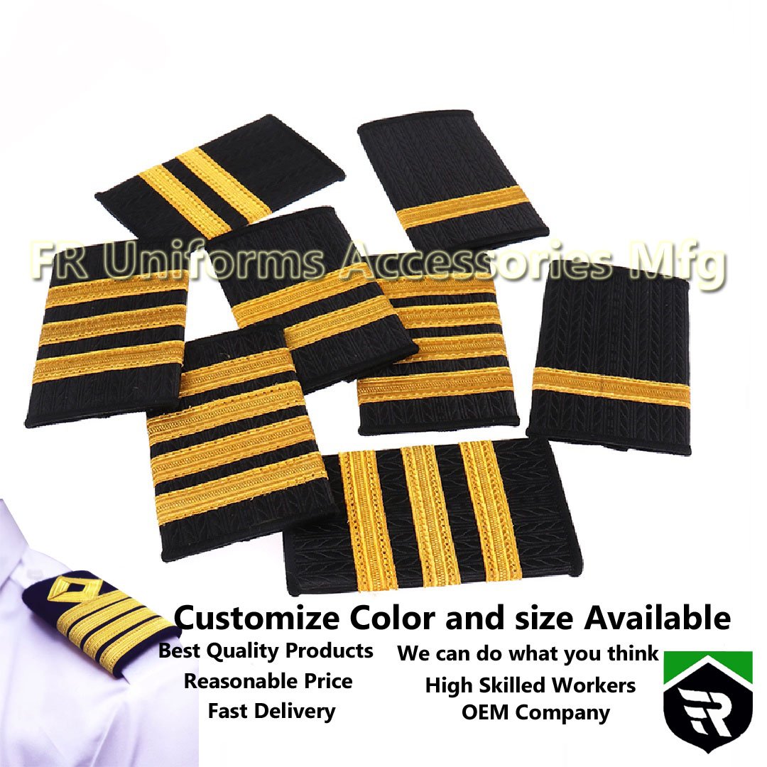 Pairs Professional Pilot Uniform Airline Epaulettes Professional Pilot Uniform Epaulettes Gold Stripe Shoulder Badges Hot Sell