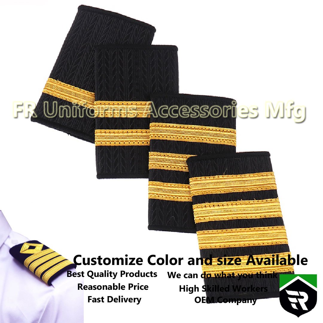 Pairs Professional Pilot Uniform Airline Epaulettes Professional Pilot Uniform Epaulettes Gold Stripe Shoulder Badges Hot Sell