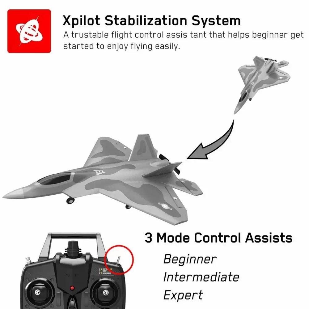Super 360Degree Stunt F-22 Raptr Warplane 2.4G 4CH One Key Aerobatic Jet Plane 761-7