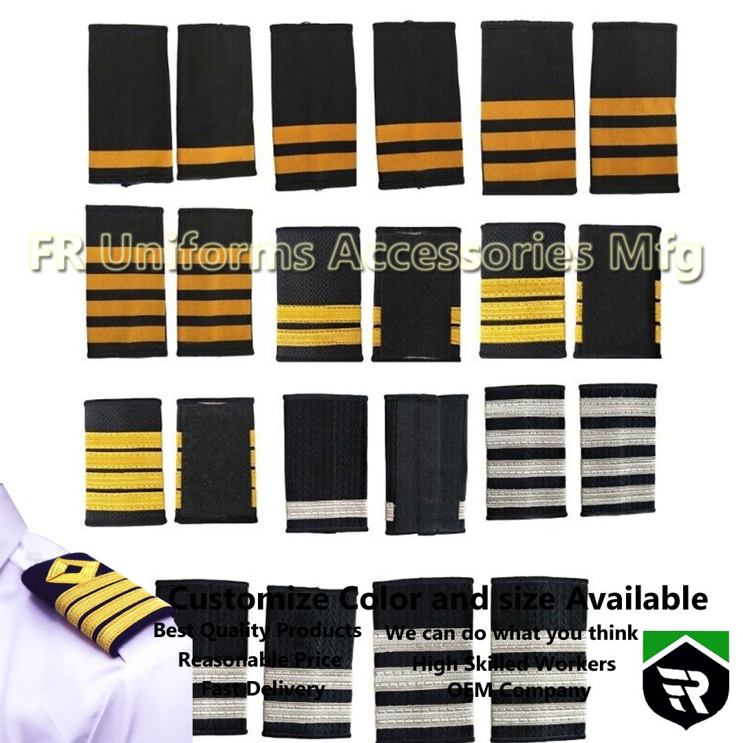 Professional Pilot Uniform Seafarer Air line Pilot Epaulettes HIGH QUALITY PILOT EPAULETTES SHOULDER BOARDS Shoulder Badges