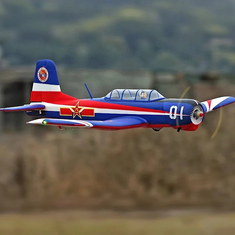 FMS Nanchang CJ-6 1200mm V2 PNP RC Trainer Plane Ultra-Light & Strong with LED Navigation Lights