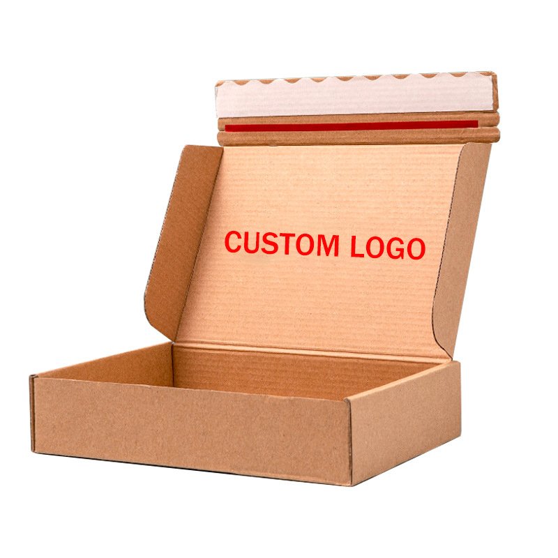 Private Label Full Print Easy Tear Line Aircraft Corrugated Paper Packaging Box Self Sealing Mailer Box Safe Shipping