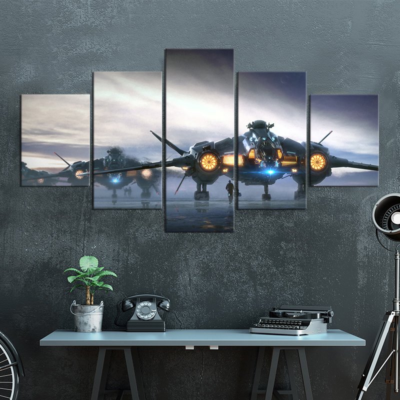 HD 5pcs Star Citizen Aircraft Poster Video Game Picture Printed Canvas Cool Wall Decor Art Air Plane Print Poster Room Decor