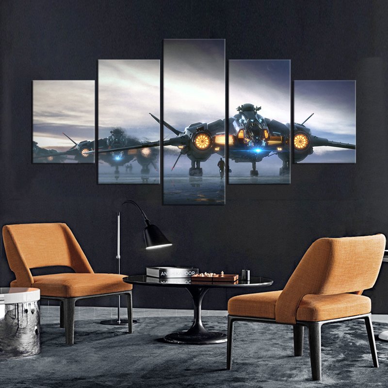 HD 5pcs Star Citizen Aircraft Poster Video Game Picture Printed Canvas Cool Wall Decor Art Air Plane Print Poster Room Decor
